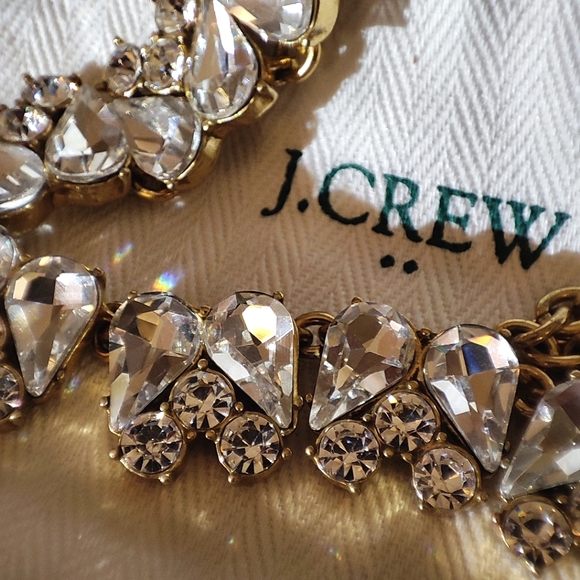 J. Crew Jewelry - J. Crew Round Teardrop Crystal Clear Rhinestones Oxidized Brass Necklace Bride